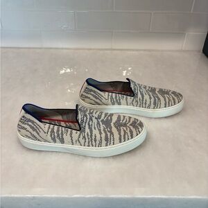 Rothy's Zebra Print Slip-On Sneakers - Black and White